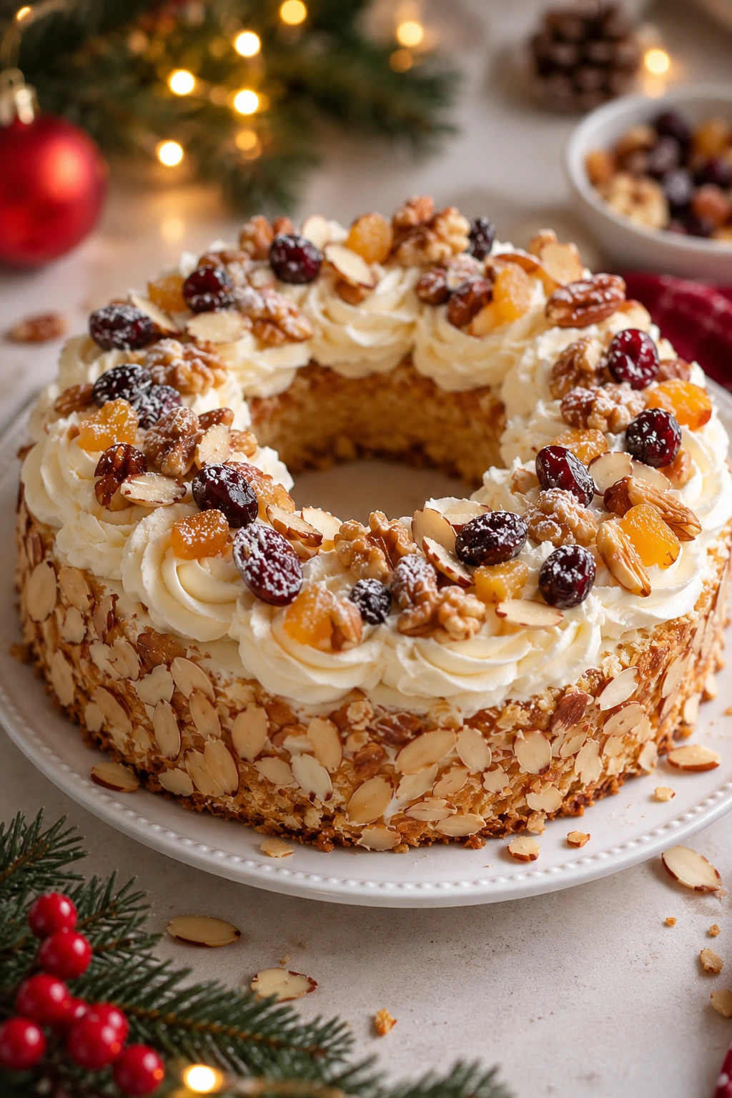 Rosca navideña de frutos secos y nueces, fotografía del catálogo